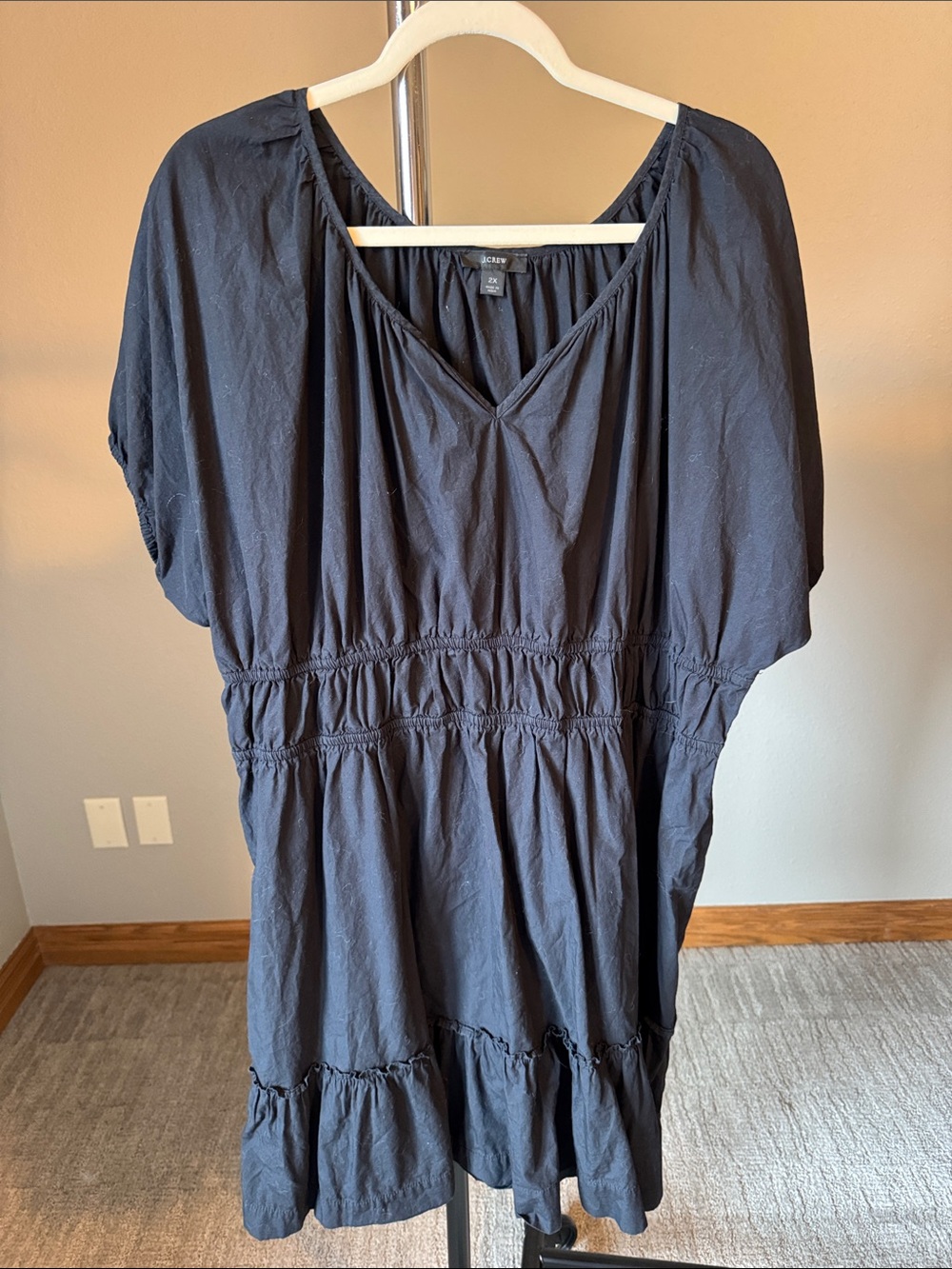 J. Crew Black Gathered Waist Dress